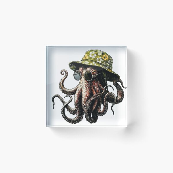 Item preview, octopus rocking floral bucket hat designed and sold by PhiloDoh.