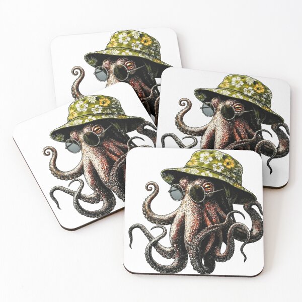Item preview, octopus rocking floral bucket hat designed and sold by PhiloDoh.