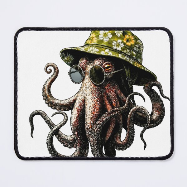 Item preview, octopus rocking floral bucket hat designed and sold by PhiloDoh.
