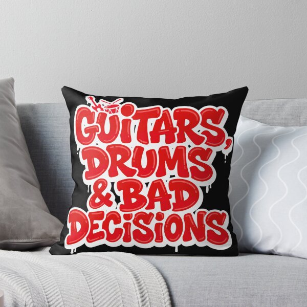 Item preview, Guitars Drums and Bad Decisions Funny Band Life Typography designed and sold by TripleFour444.