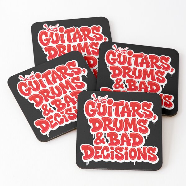 Item preview, Guitars Drums and Bad Decisions Funny Band Life Typography designed and sold by TripleFour444.