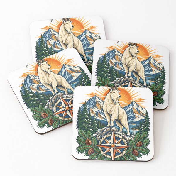Item preview, Mountain goat with compass and peaks designed and sold by CalipZO.