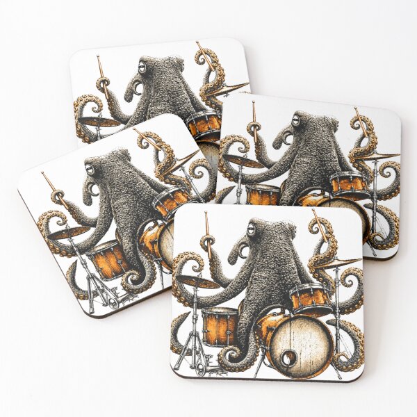 Item preview, octopus playing drums designed and sold by PhiloDoh.