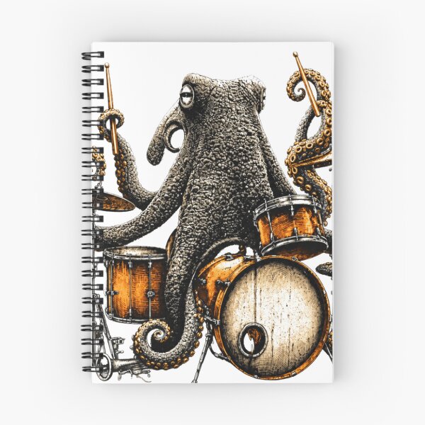 Item preview, octopus playing drums designed and sold by PhiloDoh.