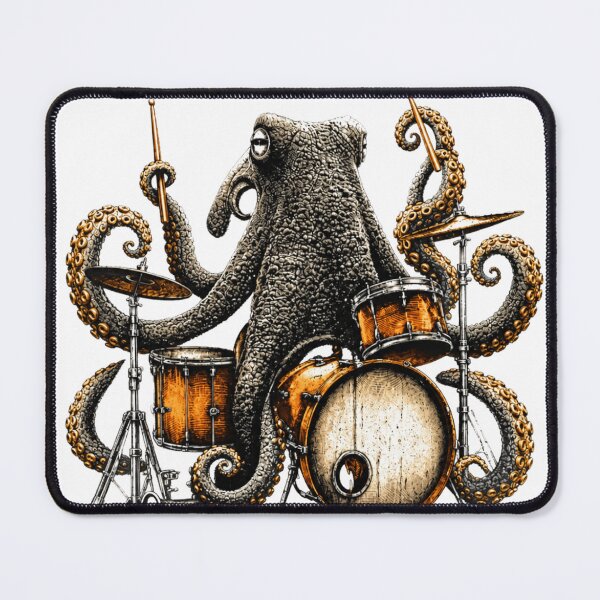 Item preview, octopus playing drums designed and sold by PhiloDoh.