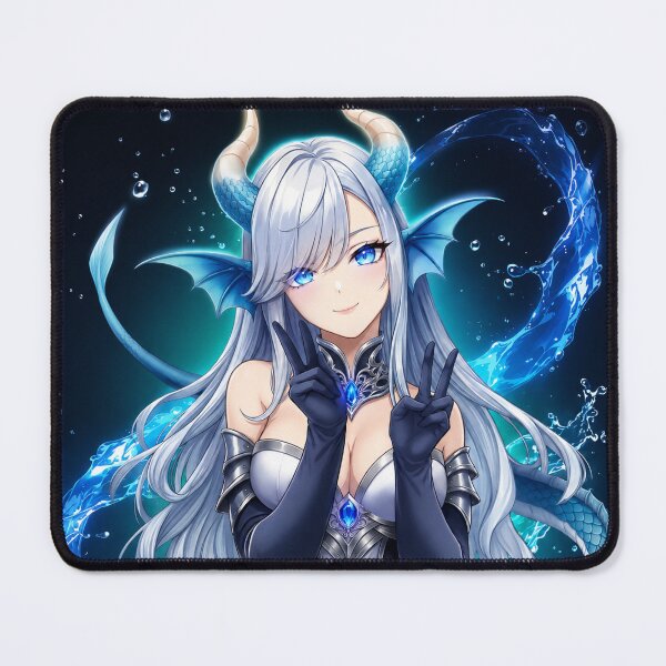 Item preview, Blue Dragon Girl Anime Art | Fantasy Dragon Waifu Illustration | Magical Anime Character Print designed and sold by GarnerSupplyCo.