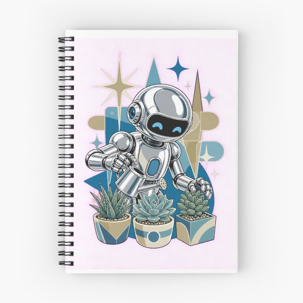 Item preview, Cute robot tends to succulents designed and sold by CalipZO.