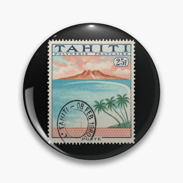 Item preview, Tahiti Pacific Volcanic Crest Lagoon Crescent Stamp Sticker designed and sold by stickercuffs.