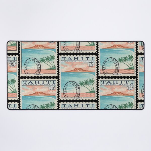 Item preview, Tahiti Pacific Volcanic Crest Lagoon Crescent Stamp Sticker designed and sold by stickercuffs.