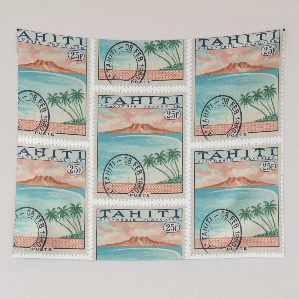 Item preview, Tahiti Pacific Volcanic Crest Lagoon Crescent Stamp Sticker designed and sold by stickercuffs.