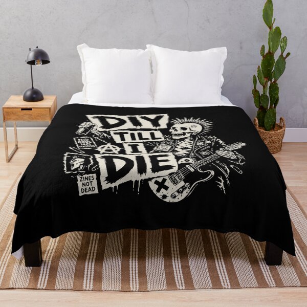 Item preview, DIY Till I Die Punk Rock Skeleton Underground Art designed and sold by FeverVoid.