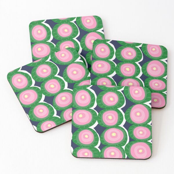 Item preview, Modern Abstract Lotus Flowers Pattern in Green, Pink and Blue designed and sold by Deutschic.