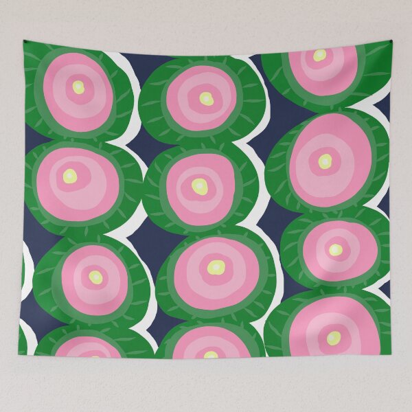 Item preview, Modern Abstract Lotus Flowers Pattern in Green, Pink and Blue designed and sold by Deutschic.