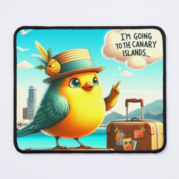 Aperçu de l'œuvre Un canari charmant voyageant vers les îles Canaries. créée et vendue par MyHappyArtShop.