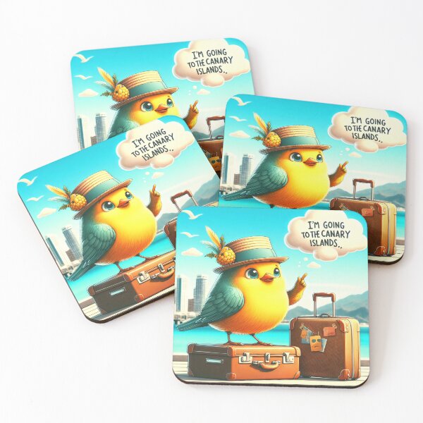Item preview, A charming canary traveling to the Canary Islands. designed and sold by MyHappyArtShop.
