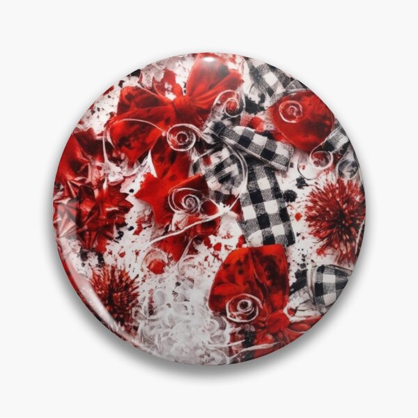 Item preview, Holiday Red and Buffalo Check Bows Mixed Media Art designed and sold by THE SPLATTERED HAUS BY SAGE BANKS.