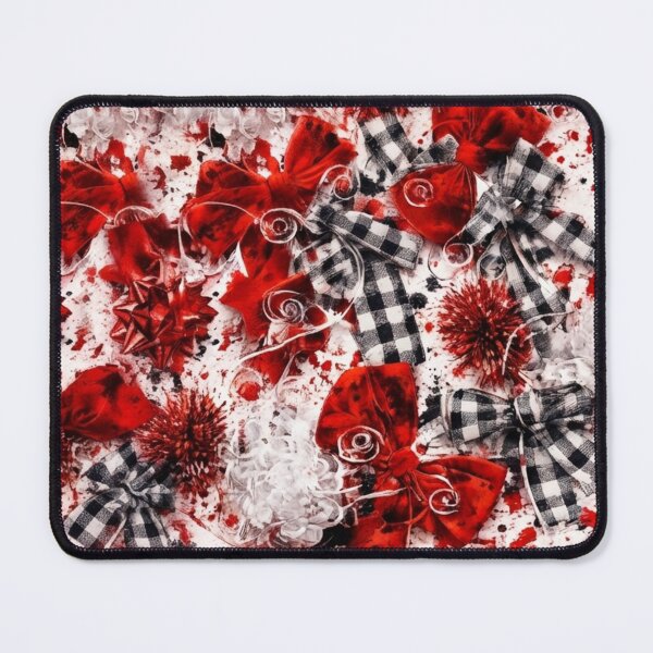 Item preview, Holiday Red and Buffalo Check Bows Mixed Media Art designed and sold by THE SPLATTERED HAUS BY SAGE BANKS.