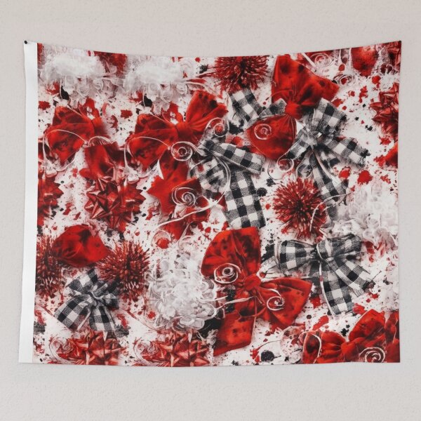 Item preview, Holiday Red and Buffalo Check Bows Mixed Media Art designed and sold by THE SPLATTERED HAUS BY SAGE BANKS.