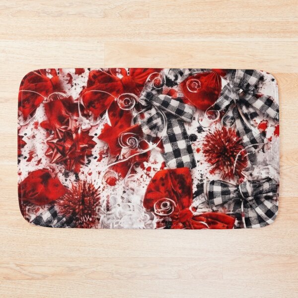 Item preview, Holiday Red and Buffalo Check Bows Mixed Media Art designed and sold by THE SPLATTERED HAUS BY SAGE BANKS.