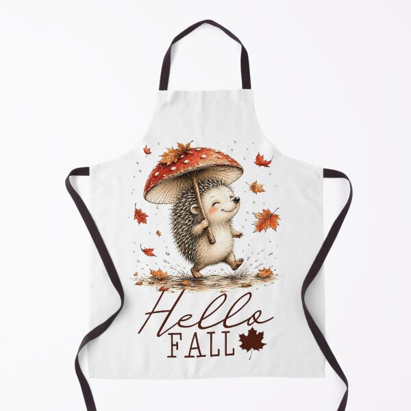 Item preview, Hello Fall Hedgehog graphic art cool temps and colorful leaves hedgehog under umbrella designed and sold by Lori Richardson.