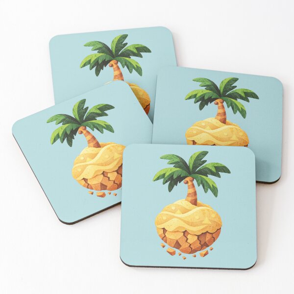 Item preview, Palm tree on a floating island – Yellow geometric nature art designed and sold by Mediatoni.