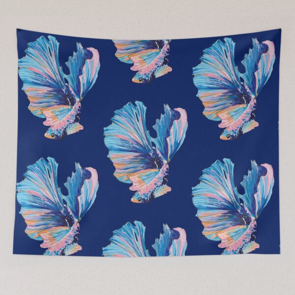 Item preview,  Cotton Candy Fish on blue designed and sold by Amanda Adela Art.