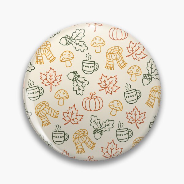 Item preview, Cozy Autumn Pumpkin Pattern, Fall Leaves and Mushroom Print Art designed and sold by TM DESIGNS AND MORE.