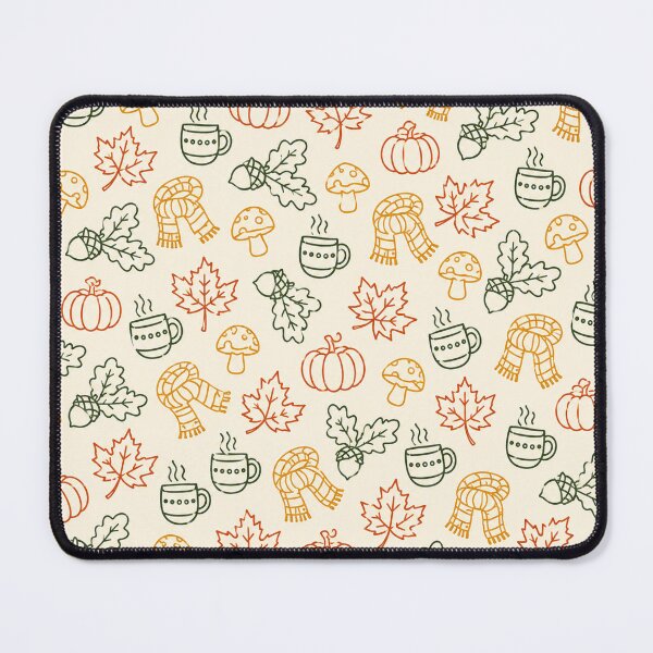 Item preview, Cozy Autumn Pumpkin Pattern, Fall Leaves and Mushroom Print Art designed and sold by TM DESIGNS AND MORE.