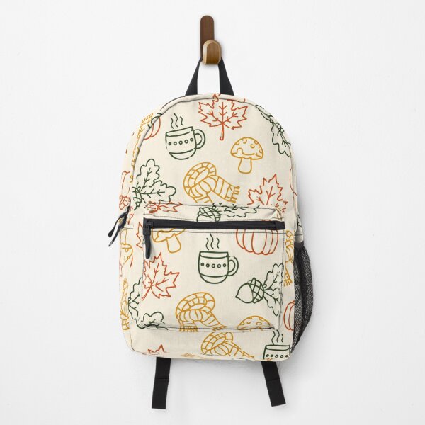 Item preview, Cozy Autumn Pumpkin Pattern, Fall Leaves and Mushroom Print Art designed and sold by TM DESIGNS AND MORE.