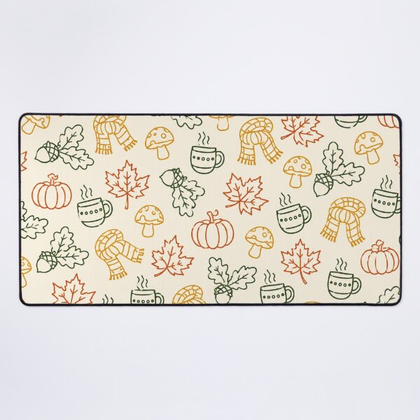 Item preview, Cozy Autumn Pumpkin Pattern, Fall Leaves and Mushroom Print Art designed and sold by TM DESIGNS AND MORE.