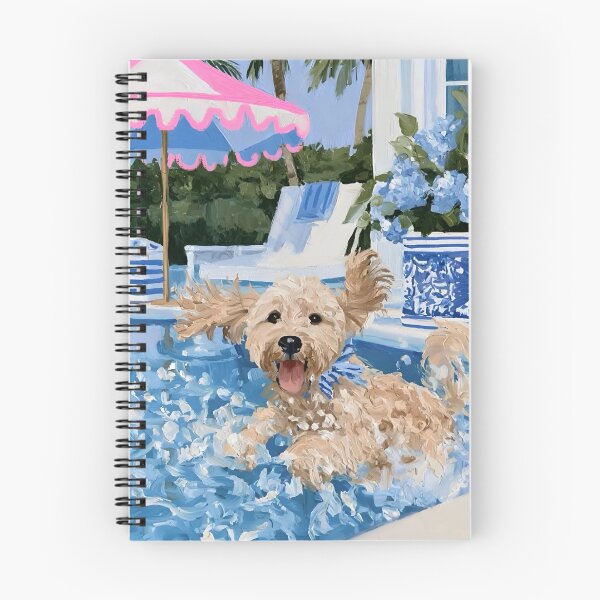 Item preview, Grandmillennial art, Having  A Splashing Time, preppy labradoodle art designed and sold by SophieClimaArt.