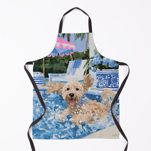 Item preview, Grandmillennial art, Having A Splashing Time, preppy labradoodle art designed and sold by SophieClimaArt.