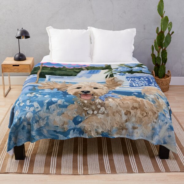 Item preview, Grandmillennial art, Having A Splashing Time, preppy labradoodle art designed and sold by SophieClimaArt.