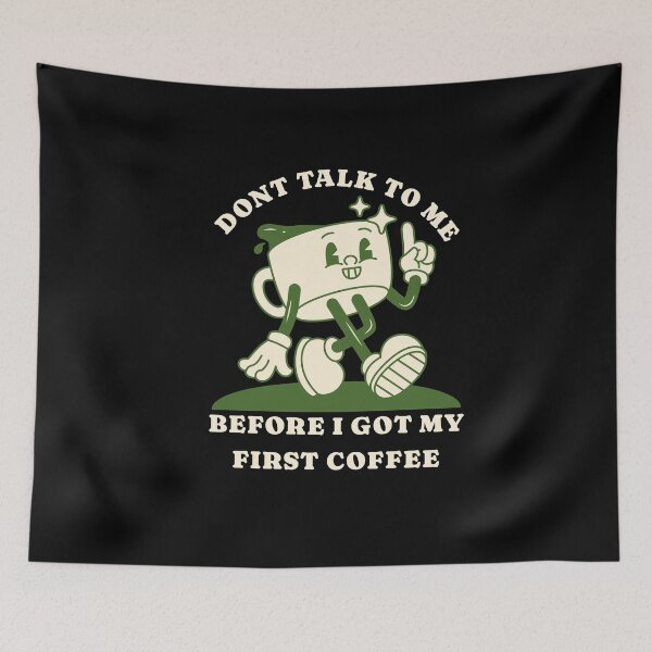 Item preview, Coffee humor, morning grouch, retro cartoon, first coffee designed and sold by FeverVoid.