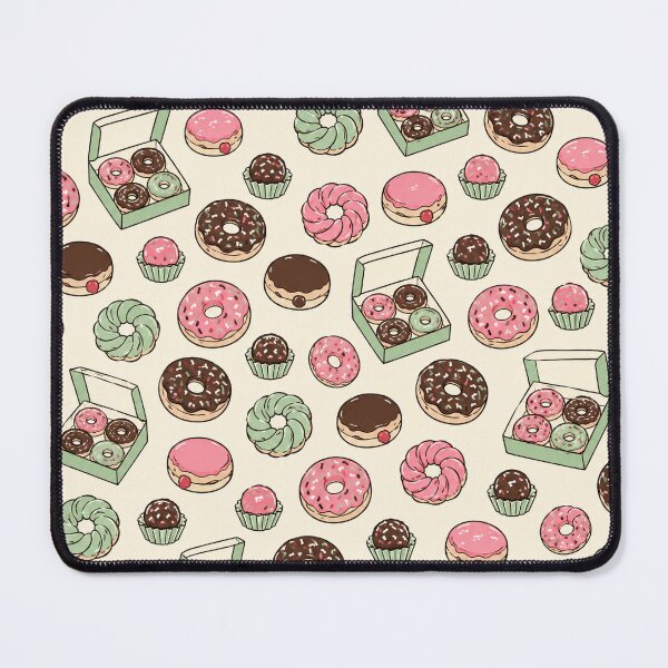 Item preview, Cute Donut Pattern, Pink Chocolate Bakery Retro Dessert Print designed and sold by TM DESIGNS AND MORE.