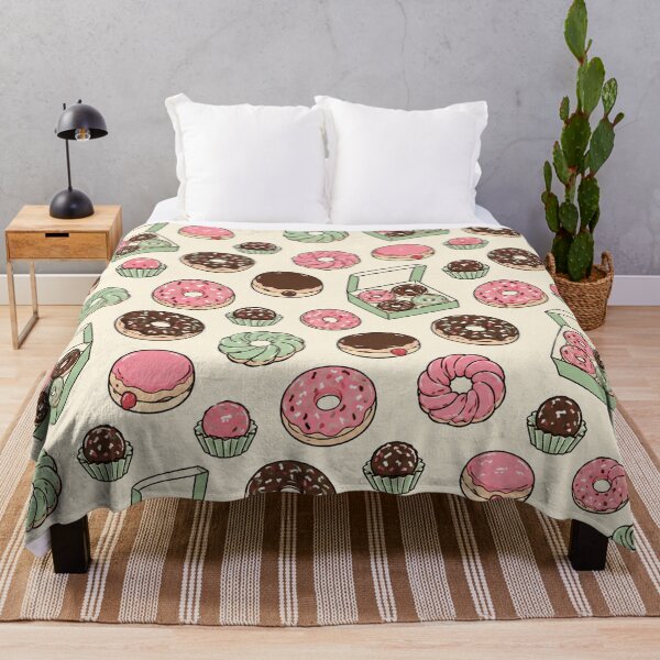 Item preview, Cute Donut Pattern, Pink Chocolate Bakery Retro Dessert Print designed and sold by TM DESIGNS AND MORE.