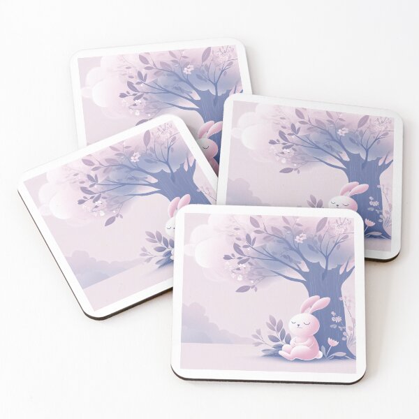 Item preview, Pink Bunny Under Lilac Tree, Dreamy Woodland Nursery Art designed and sold by NarjaShop.