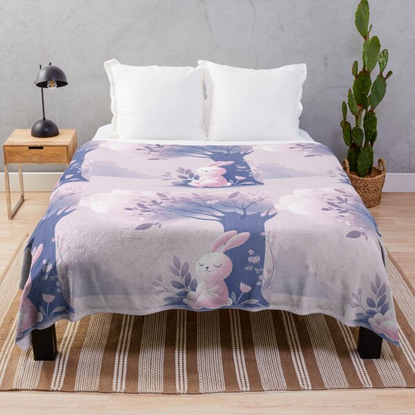 Item preview, Pink Bunny Under Lilac Tree, Dreamy Woodland Nursery Art designed and sold by NarjaShop.