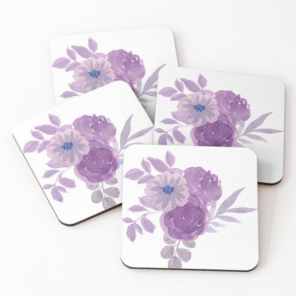 Item preview, purple watercolor floral bouquet designed and sold by introvertarts.