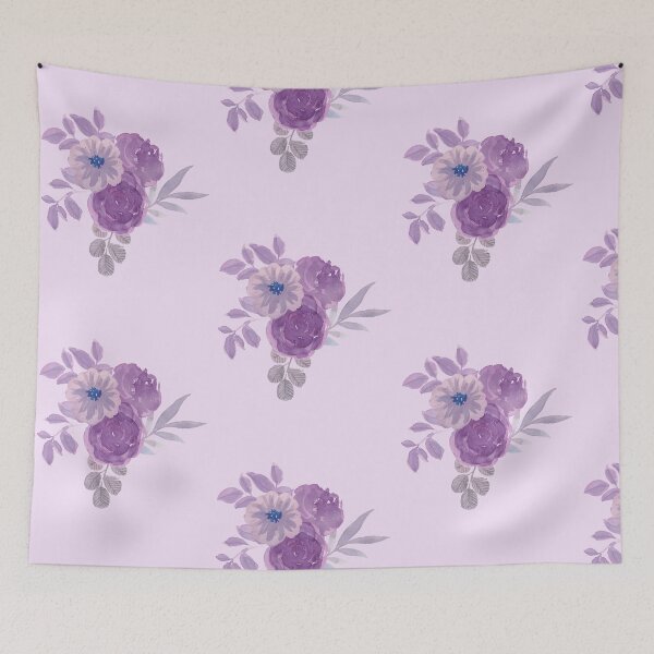 Item preview, purple watercolor floral bouquet designed and sold by introvertarts.