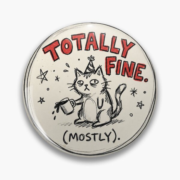 Item preview, Totally Fine Mostly Funny Cat Meme | Sarcastic Anxious Cat T-Shirt & Sticker designed and sold by Cary-s.