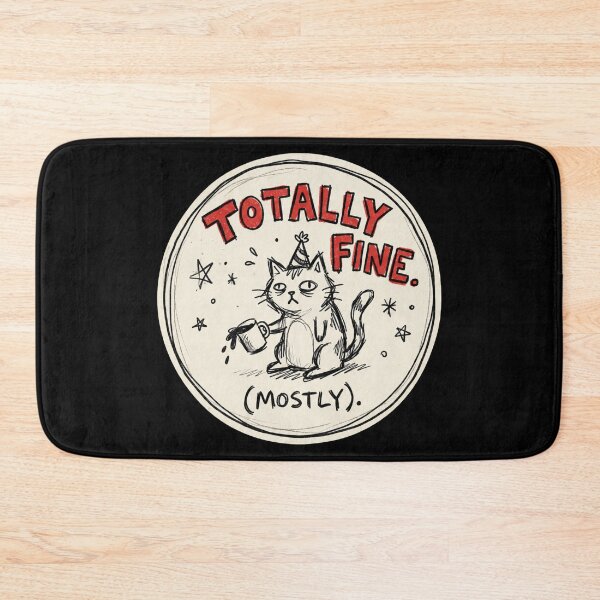 Item preview, Totally Fine Mostly Funny Cat Meme | Sarcastic Anxious Cat T-Shirt & Sticker designed and sold by Cary-s.