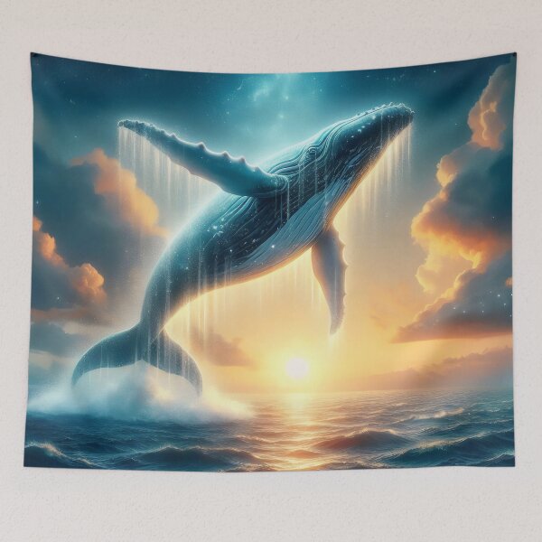 Item preview, Majestic Humpback Whale Breach Sunset Ocean Fantasy Art. designed and sold by MyHappyArtShop.