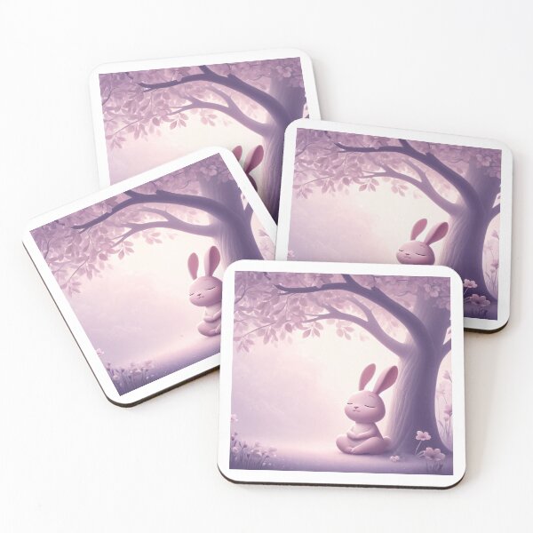 Item preview, Copy of Pink Bunny Under Lilac Tree, Dreamy Woodland Nursery Art designed and sold by NarjaShop.