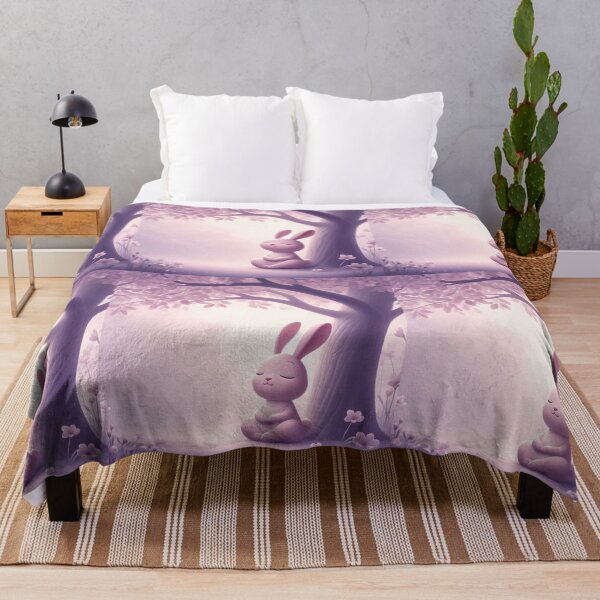 Item preview, Copy of Pink Bunny Under Lilac Tree, Dreamy Woodland Nursery Art designed and sold by NarjaShop.