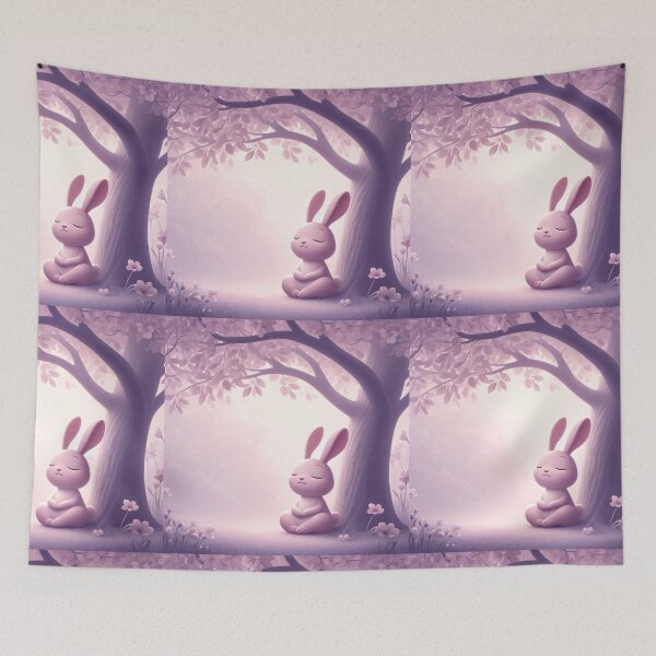 Item preview, Copy of Pink Bunny Under Lilac Tree, Dreamy Woodland Nursery Art designed and sold by NarjaShop.