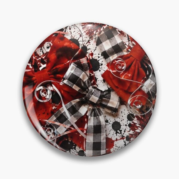Item preview, Holiday Red and Buffalo Check Bows Mixed Media Art designed and sold by THE SPLATTERED HAUS BY SAGE BANKS.