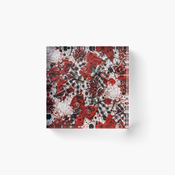 Item preview, Holiday Red and Buffalo Check Bows Mixed Media Art designed and sold by THE SPLATTERED HAUS BY SAGE BANKS.