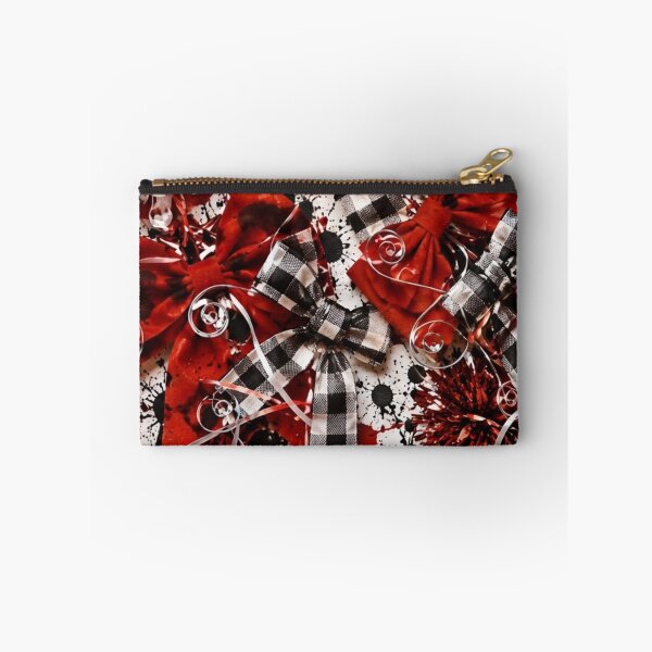 Item preview, Holiday Red and Buffalo Check Bows Mixed Media Art designed and sold by THE SPLATTERED HAUS BY SAGE BANKS.