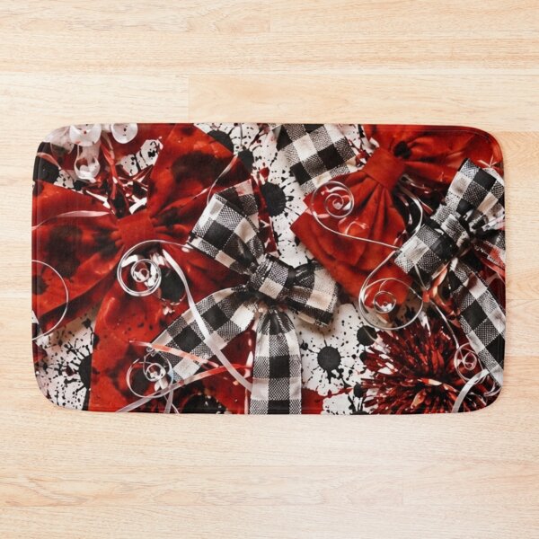 Item preview, Holiday Red and Buffalo Check Bows Mixed Media Art designed and sold by THE SPLATTERED HAUS BY SAGE BANKS.